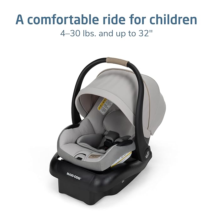 Maxi-Cosi Mico Pro Baby Infant Car Seat, Ventilated Chair Design, Soft Headrest Pad, Easy-Install Latch, Adjustable Belt Guide, 3-Position Base, Stroller-Ready, Fits 4-30 lbs, up to 32 in, SeaDrift