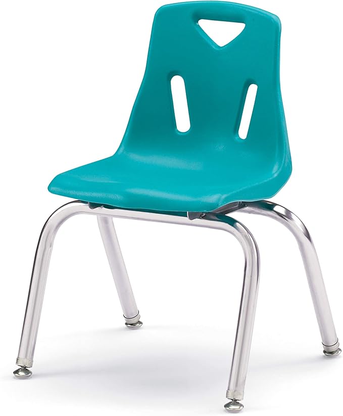 Berries Jonti-Craft 8144JC6005 Stacking Chairs with Chrome-Plated Legs, 14" Height, Teal, Pack of 6