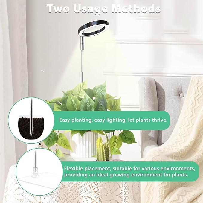 yadoker Plant Grow Light, LED Growing Light Full Spectrum for Indoor Plants,Height Adjustable, Automatic Timer, 5V Low Safe Voltage,Idea for Small Plant Light