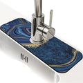 Kitchen Sink Splash Guard，Dark blue gold marble Faucet Mat Sink Gadgets-Super