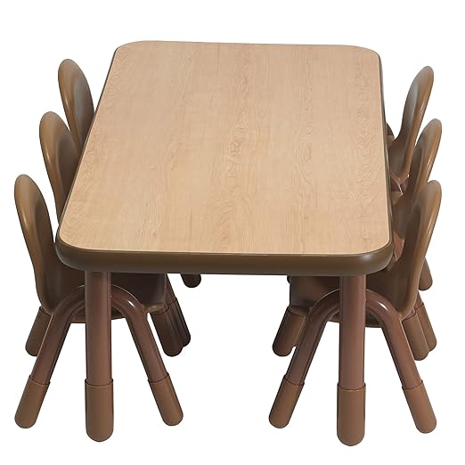Children’s Factory Baseline Preschool 60" x 30" Rectangular Table & Chair Set - Natural Wood - AB74620NW1