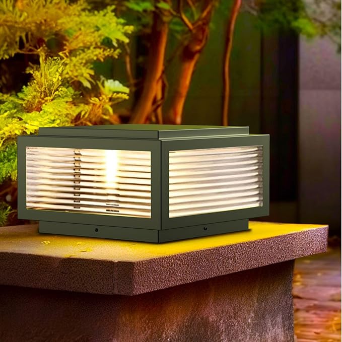 Outdoor Post Light,16X16 in Large Wired Lantern Column Lamp,Garden Light,for Mailbox, Flat Surface Patio Garden Decoration with IP54 Waterproof E26 Replaceable Light Bulb Post lamp