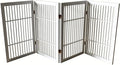 Pet Dog Gate Strong and Durable Freestanding Folding Acacia Hardwood Portable Wooden Fence Indoors or Outdoors by Urnporium (White Pet Gate, 4 Panel 30" Tall)