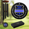 Personalized Police Memorial Wind Chime – “Heroes Live Forever” Custom Engraved Name & Eow Date – Blue Honor Line Fallen Officer Sympathy Gift – Memorial Windchime Tribute for Law Enforcement Heroes