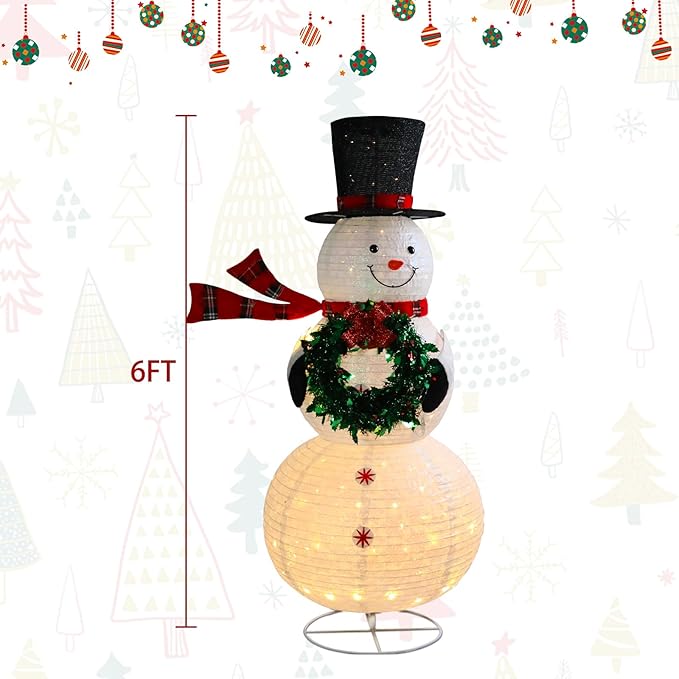 Taman 6ft Christmas Lighted Snowman Decorations Lighted Up Outdoor Lighted Holiday Displays Gift for Christmas Garden Party Yard Porch Decor