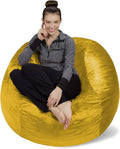 Sofa Sack Bean Bag Chair Cover Only, for Adults and Kids, Without Filling Comfy Fluffy Round or Oval Beanbag Chair Cover Replacement, Lazy Sofa Cover for Reading Chair or Floor Chair, 4-Feet, Lemon