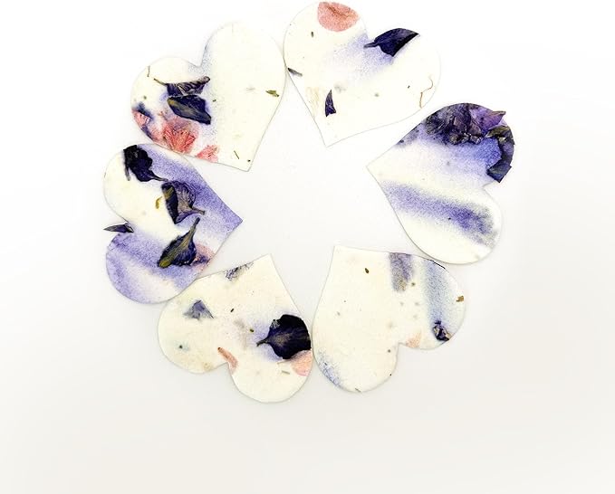 Heart Seed Paper – 50pcs Small Purple Plantable Wildflower, Writable & Plantable Gift for Moms, Plant Lover, & Teachers, Ideal for Weddings, Baby Shower, Memorial, & Celebrations
