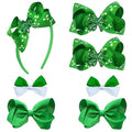 7Pcs St. Patrick's Day Hair Bows Clips for Girls Hair Accessories Toddler Bows for Girls Kids(Green)