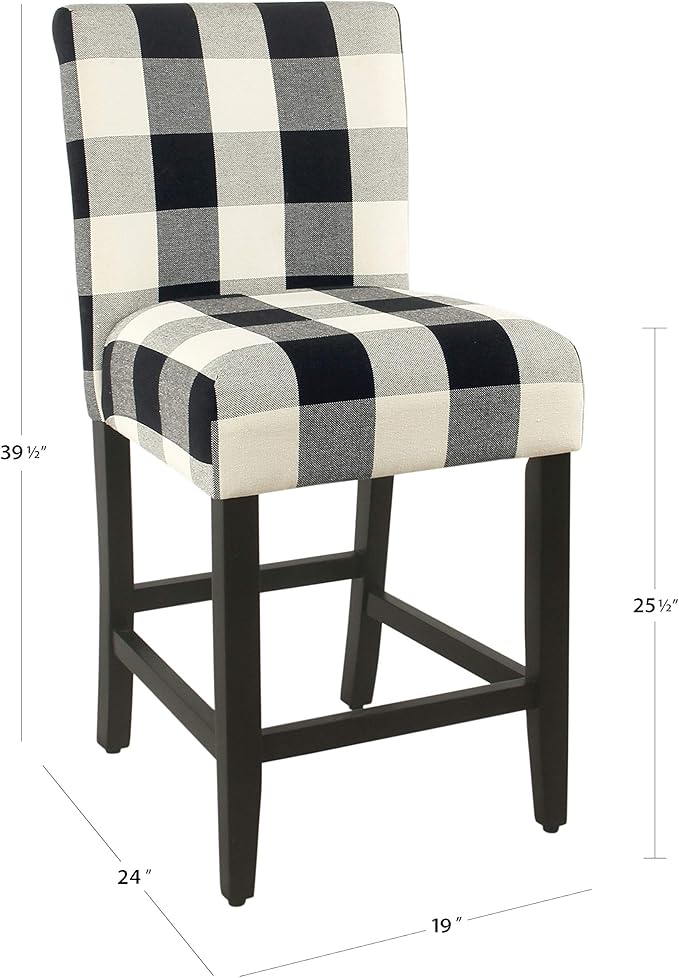 HomePop by Kinfine Fabric Upholstered Counter Height Barstool - 24-inch, Black and Cream Geometric