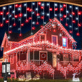 66ft Red and White Christmas Lights, 640 LED Icicle Lights for Outside, Clear Wire Connectable Twinkle Lights with 8 Modes Timer Waterproof for House Window Party Tree Holiday Patio Yard Home Decor