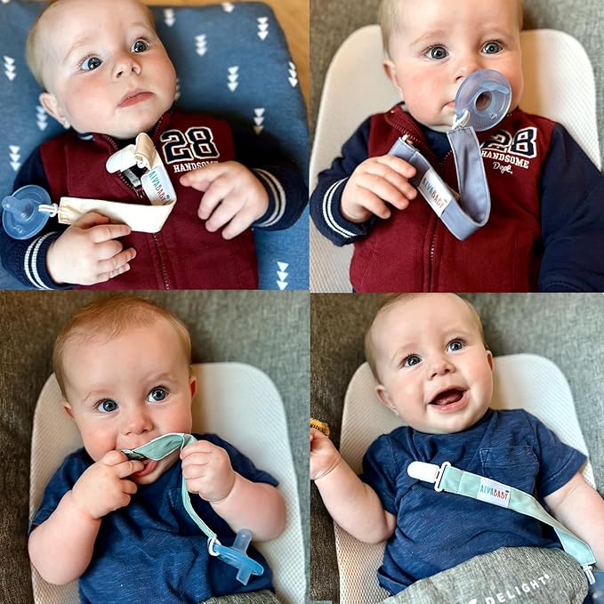 ALVABABY Pacifier Clips 8 Pack Paci Clip Holder Leashes Binky Fits Binkie Styles Teethers