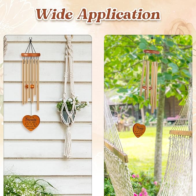 Best Friend Birthday Gifts for Women, Unique Friendship Gifts for Women, Ideas Wind Chimes for BFF, Soul Sister, Unique Outdoor Garden Decor for Female 25.6" Wind Chime