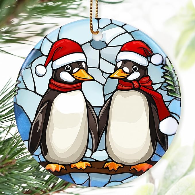 Christmas Ornament, Two Penguins Ornament, Christmas Decorations for Tree, Heirloom Keepsake, Gift Idea