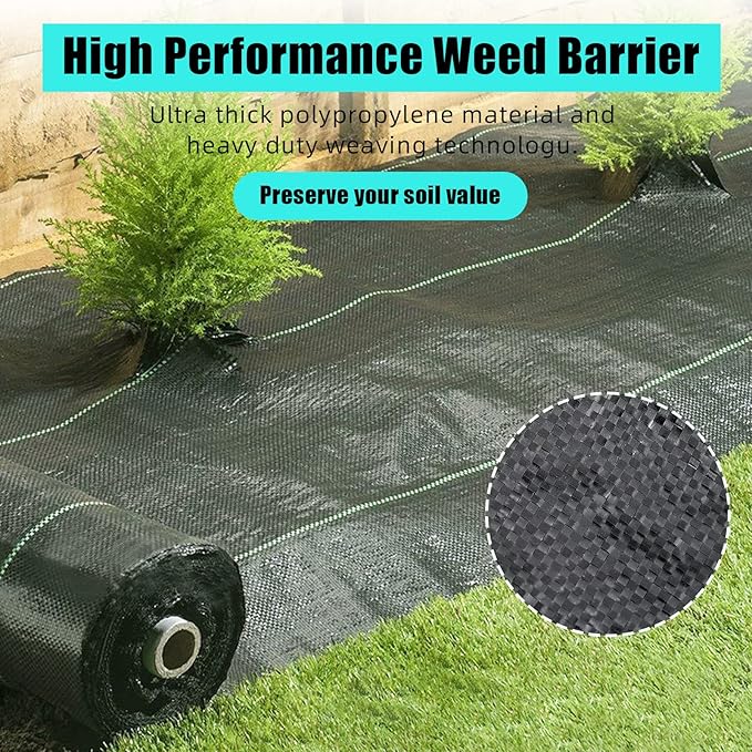 Broadfashion 4ft x 250ft Premium Weed Barrier Landscape Fabric, 5oz Heavy Duty, Weed Control Fabric, High Permeability Good for Flower Bed, Driveway Fabric Ground Cover
