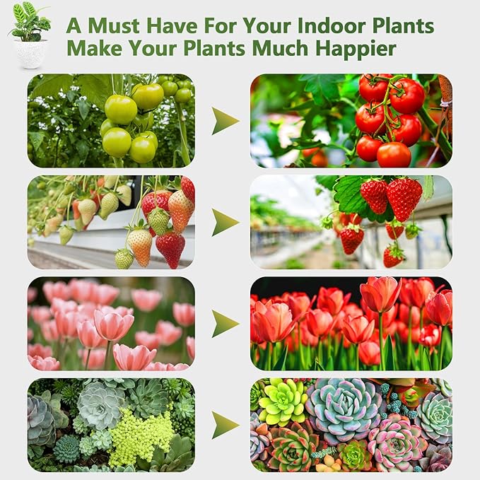 LED Grow Light, 3 Heads Full Spectrum Plant Light with Clamp for Indoor Plants & Seed Starting, 10-Level Dimmable, Auto On Off, Timing 4 9 12Hrs