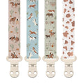 Stadela Baby Fabric Pacifier Clip Holder, Plastic Clip, 4‑Pack, Western Pattern, West Set