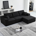 INGEROOM 108" Cloud Sectional Couch, Modular Sectional Sofa with L-Shaped Chaise, Modern Plush Corduroy Couch for Living Room Bedroom（Black）