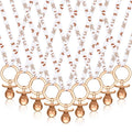 Geiserailie 36 Pcs Baby Shower Pacifiers Necklace Acrylic Pacifiers Necklace Charm Party Favors for Girls Boys Baby Shower Party Decorations Table Scatter(Brown White)