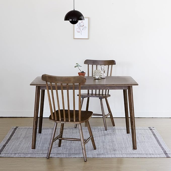 Livinia Canberra 47.2" Rectangular Wooden Dining Table/Mid Century Modern Malaysian Oak Kitchen Table (Walnut) Table Only