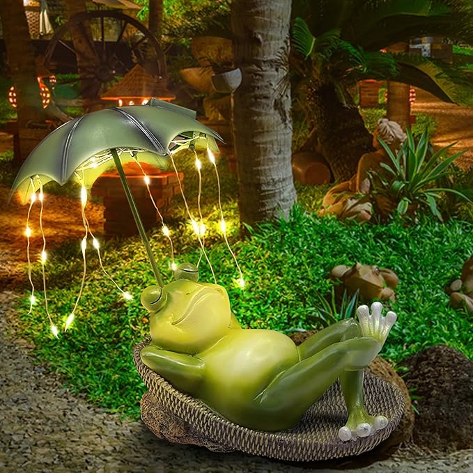Garden Statues for Outside -Outdoor Statues and Sculptures,Outdoor Statue Decor for Yard, Unique Birthday Garden Gift for Ladies/Mom/Grandma (Frog Statue)