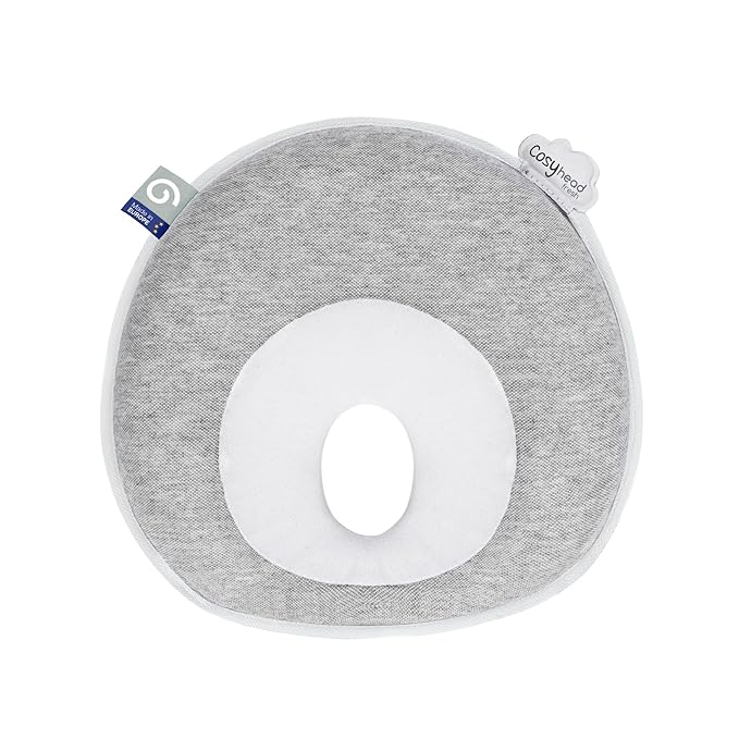 Babymoov Cosyhead Fresh Headrest, Gray and White, Soft Cotton Support for Baby Bouncers, Strollers & Car Seats