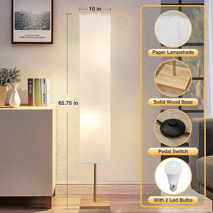 GyroVu 65" Floor Lamp for Living Room, Color Temperature Adjustable Standing Lamp for Bedroom, Corner Floor Lamp for Office& Living Room Tall lamp for Home Decor(Bulbs Included)