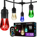 Enbrighten Vintage Outdoor String Lights, 24ft, 12 RGB Acrylic Bulbs, Weatherproof, RF Remote Control, Perfect for Holidays, Gameday, Parties, and More, 37791