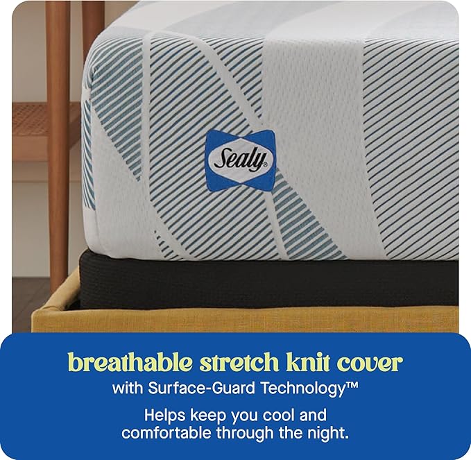 Sealy Dreamlife 10” Hybrid Mattress-in-a-Box, Twin, SealyComfort Gel Memory Foam, SealyResponsive Encased Coils, Surface-Guard Technology