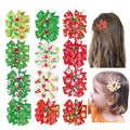 JIAHANG Christmas Floral Printed Hair Bow Clips 24PCS, Swallow Tail Alligator Clips for Baby Girls Toddler Kids