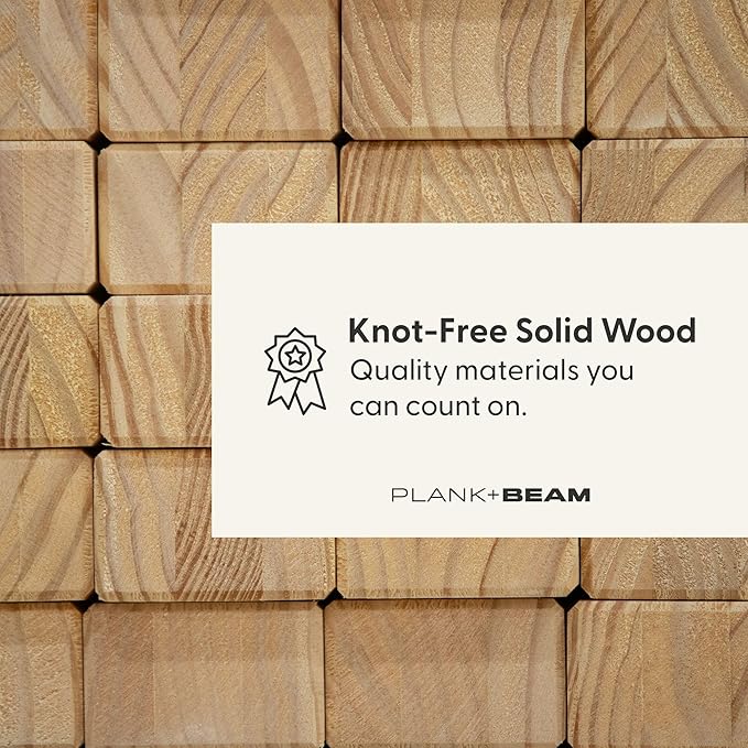 Plank+Beam Contour Wood TV Stand, Three Door Solid Wood Entertainment Console with Storage, 59" L x 16" W x 30" H, Pecan