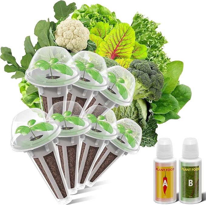 inbloom Salad Green Seed Pod Kit for AeroGarden, Ahopegarden, GARDENCUBE, MUFGA, 7 Pods (350+ Seeds with American Fast/Paris Island/Buttercrunch Lettuce, Swiss Chard, Spinach, Cauliflower, Cabbage)
