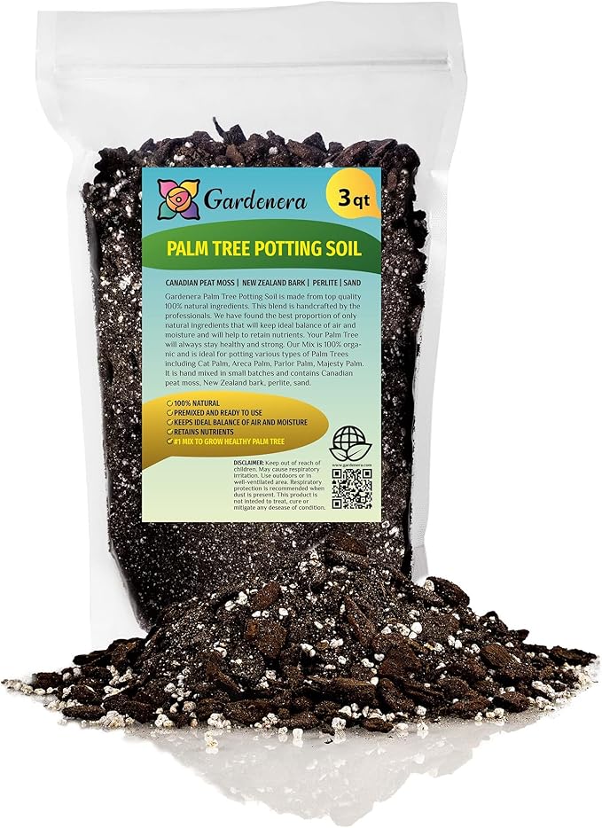 GARDENERA Palm Tree Potting Mix - The Ultimate Soil for Strong and Healthy Palms - Top Choice for Palm Tree Growers [3 Quart Bag]