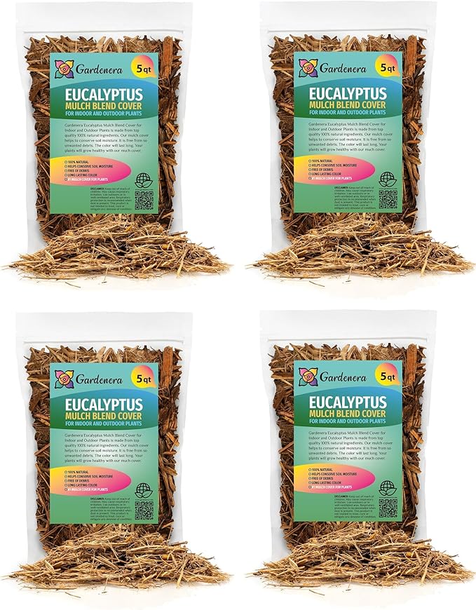 Gardenera Organic Eucalyptus Mulch - Create an Eco-Friendly Garden with Natural Weed Control - 20 QUARTS