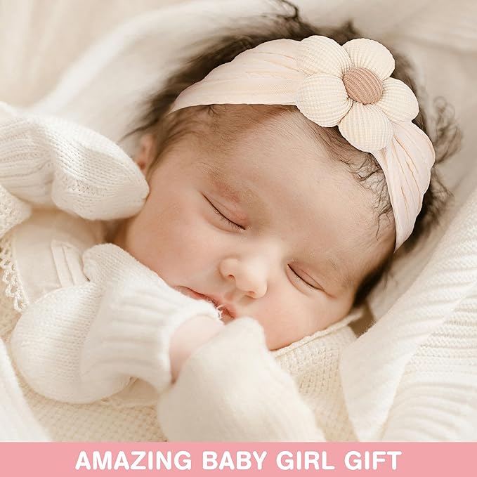 lucdnc 6 Pcs Baby Girls' Headbands Gifts for Newborn Infant Toddler Handmade Soft Comfortable Elasticity Nylon Baby Flower Hairbands Essentials Accessories