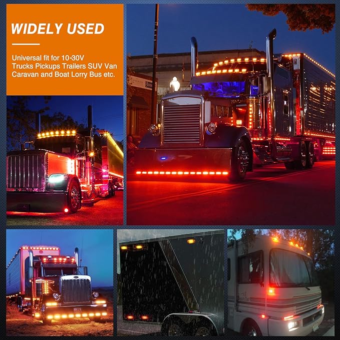 Nilight 2.5 Inch Oval Side Marker Light 10PCS Amber 2 Diode LED Trailer Clearance Fender Lights Waterproof Surface Mounted for 10-30V Truck Camper Boat Lorry