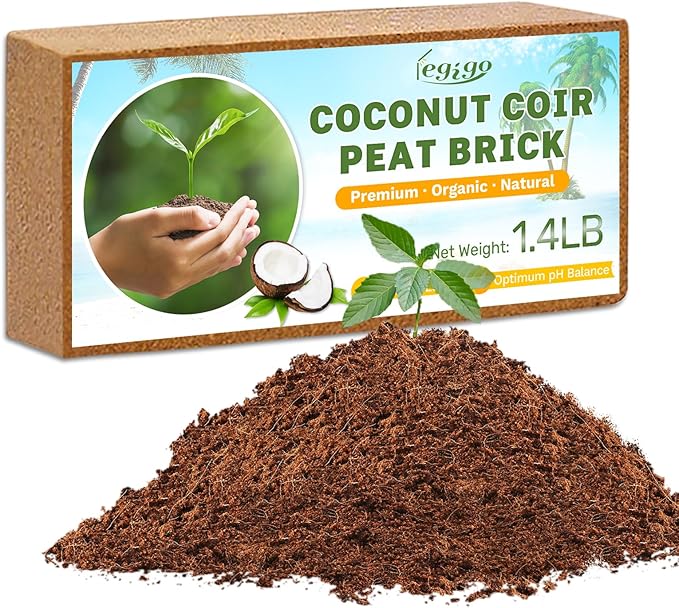 Legigo Pack of 1 Organic Coco Coir Bricks- 100% Natural Compressed Coco Peat Brick Coconut Fiber Substrate with Low EC& pH Balance, Coir Plant Soil Enhance Root Growth for Herbs, Flowers, House Plants
