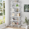 Bookshelf 6 Tiers White Wooden Storage Shelf,Modern Open Display Storage Bookcase Book Organizer,Metal Bookshelf Standing Storage Shelf Tall Shelving Units for Home Office Study