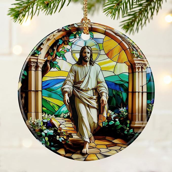 Jesus Ornament | Christian Christmas Ornaments, Religious Christmas Decorations, Hanging Ornaments for Tree | Christian Home Decor | Christian Gift, Religious Gift, Lord Jesus Gifts for Easter