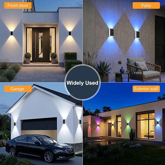 Solar Wall Light Outdoor,3000/4500/6000K/RGB 13 Modes Dusk to Dawn Lighting Solar Sconce Lights IP67 Waterproof Up and Down Solar Lights Outdoor for House /Porch/Fence/Patio/Garage-White Shell (1PCS)