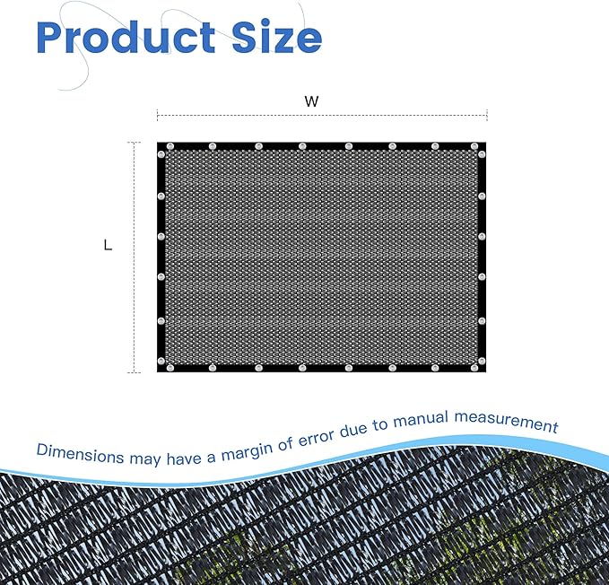 90% Shade Cloth for Garden, Customizing Outdoor Sun Shade Netting with Reinforced Grommets, Pergola Shade Cover Mesh Tarp for Plants Patio Greenhouse Chicken Coop, 6x20 FT, Black