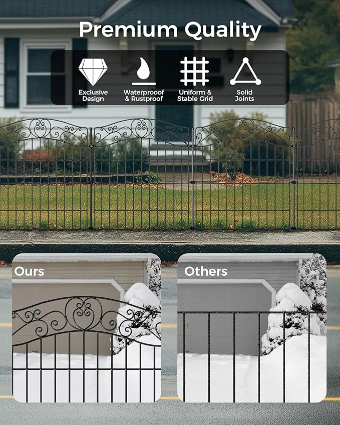 10 Panels No Dig Decorative Outdoor Garden Fence, 32 in(H) X 23.6 ft(L) Animal Barrier Fencing, Rustproof Portable Fence, Temporary Dog Fence Outdoor for Yard, Outside, Backyard, Patio