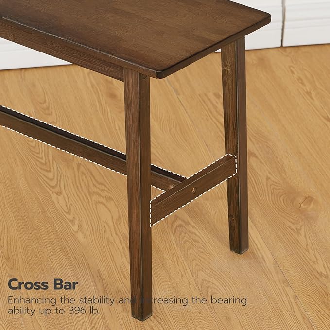 HOOBRO 39.3'' Bamboo Dining Bench, Farmhouse Kitchen Table Bench, Kitchen & Living Room Furniture, Easy to Assemble, Sturdy and Stable, Mocha MA03CD01G2