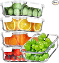 VERONES 5 Pack 36 OZ Glass Meal Prep Containers, Airtight Glass Lunch