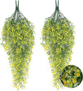 RECUTMS 4 pcs Artificial Hanging Plants Fake Hanging Plants Hanging Flowers Artificial Decor Fake Vines with Fake Flowers Indoor and Outdoor Decoration（Yellow）
