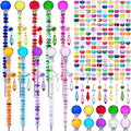 Exway 247 PCS DIY Fairy Wand Beaded Garden Stake Kits with Assortment Large Hole Beads 10 Crystal Stopper Top Threaded Rods and Sparkling Crystal Pendants for Outdoor Indoor Decor