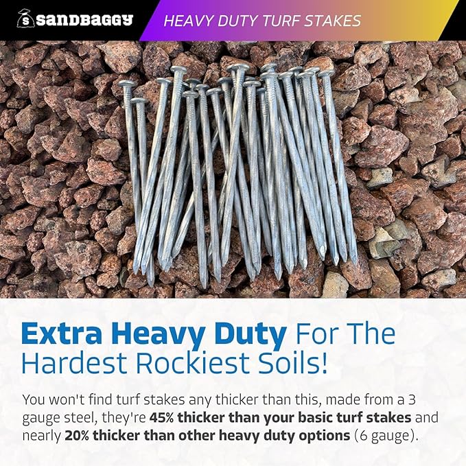 Sandbaggy 6" Heavy Duty Galvanized Artificial Turf Stakes - Spiral Landscape Nails - Ground Spikes/Pins - Synthetic Grass, Lawn, Edging, Weed Barrier Fabric, Garden (6 inch - Heavy Duty, 200, Count)