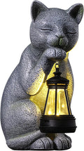 Solar Happy Cat Outdoor Statue Garden Decor,Birthday Gifts for Grandma Mom Women, Ornament for Balcony, Garden, Patio, Yard, Lawn Porch Patio Balcony Home House,(LED Lantern Cat)