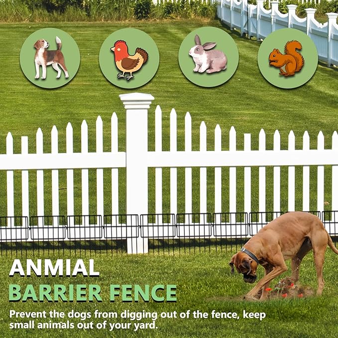 17in(H) x 26ft(L) Garden Fence Animal Barrier No Dig, 26 Panels Rustproof Small Metal Fencing, 1.5in Gap Fence Border, Outdoor Decorative Fence for Yard Dogs Rabbits