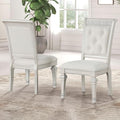 Furniture of America Gelbero Traditional Side Chairs Set of 2, Comfortable Upholstered Seating with Ornate Corbels and Button Tufting Backrest for Dining Room, Kitchen, and Living Room, Ivory