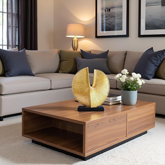 Modern Abstract Round Decorative Sculpture , Dining Living Room Desk Decor,Geometric Home Decor Statues,Shelf Top Decor Aesthetics,making it perfect for placing coffee tables or office shelves,golden